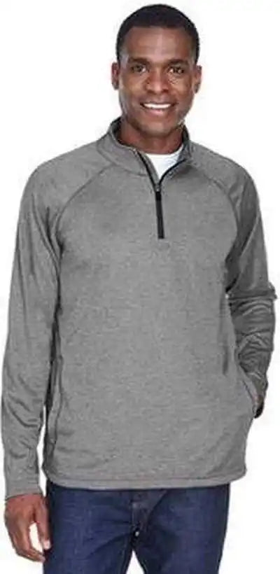 Devon &amp; Jones Dg440 Men’s Stretch Tech Shell Compass Quarter Zip Dark Gray Heather