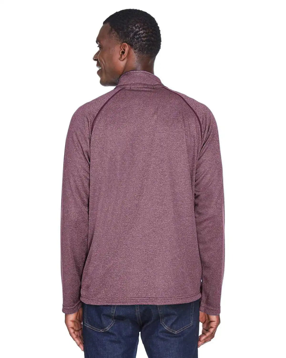 Devon &amp; Jones Dg440 Men’s Stretch Tech-shell Compass Quarter-zip - Burgundy Heather - Maroon / Adult s