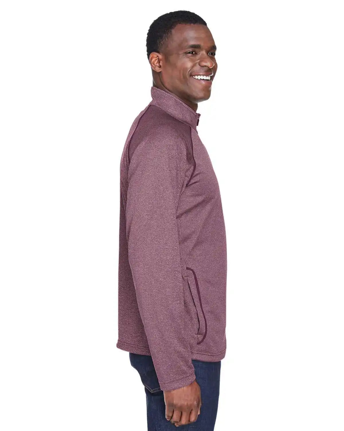 Devon &amp; Jones Dg440 Men’s Stretch Tech-shell Compass Quarter-zip - Burgundy Heather - Maroon / Adult s