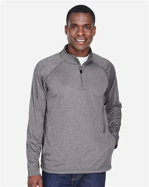 Devon & Jones Dg440 Men’s Stretch Tech-shellâ Compass Quarter-zip Pullover - Dark Grey Heather