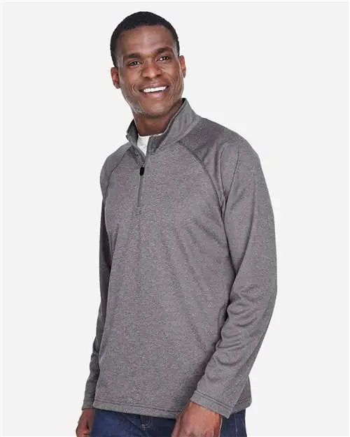 Devon & Jones Dg440 Men’s Stretch Tech-shellâ Compass Quarter-zip Pullover - Dark Grey Heather