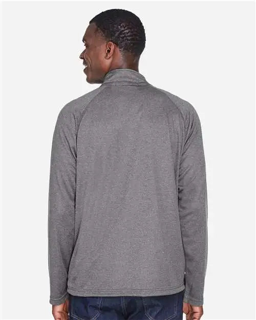 Devon & Jones Dg440 Men’s Stretch Tech-shellâ Compass Quarter-zip Pullover - Dark Grey Heather