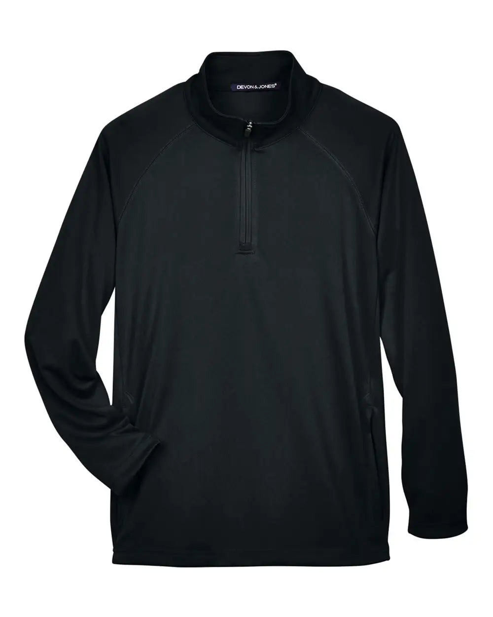 Devon & Jones Dg440 Men’s Stretch Tech-shellâ Compass Quarter-zip Pullover - Black