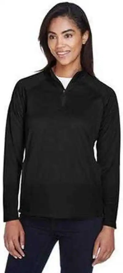 Devon & Jones Dg440w Ladies’ Stretch Tech-shell Compass Quarter-zip - Black