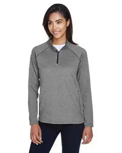 Devon &amp; Jones Dg440w Ladies’ Stretch Tech-shell Compass Quarter-zip - Dark Gray Heather