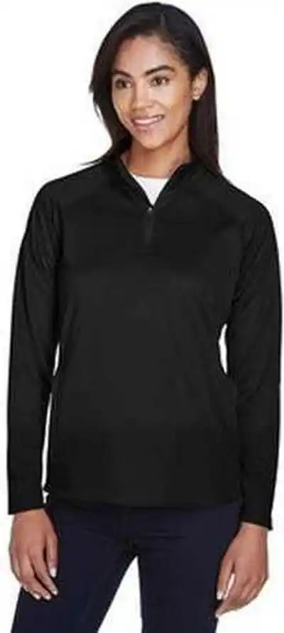 Devon & Jones Dg440w Ladies’ Stretch Tech-shell Compass Quarter-zip - Black