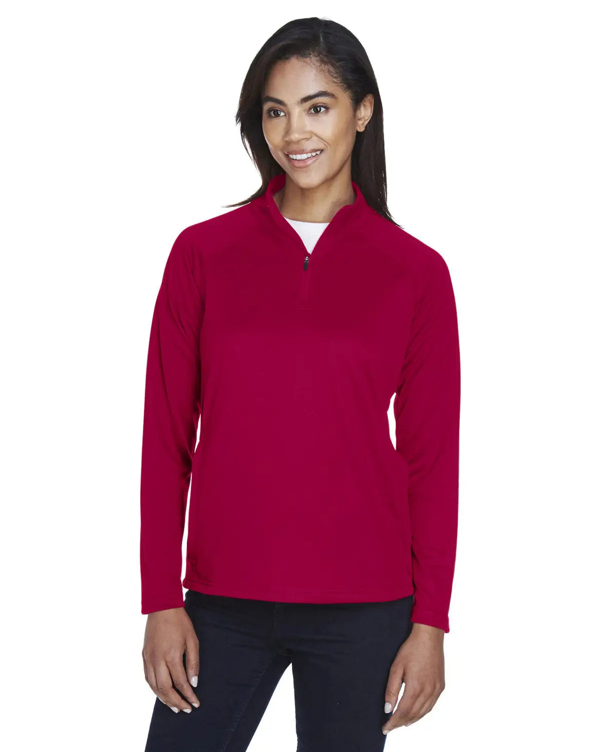 Devon & Jones Dg440w Women's Stretch Tech-shellÂ® Compass Quarter-zip Pullover - Red