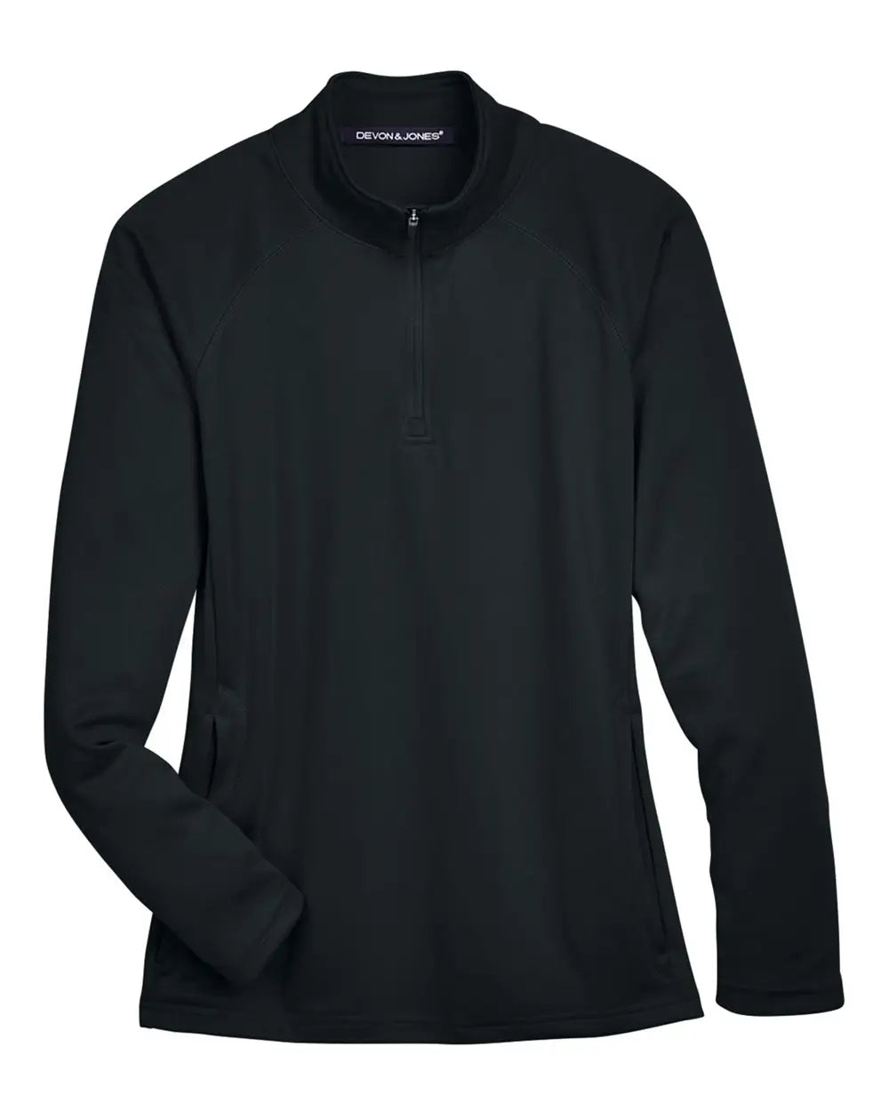 Devon & Jones Dg440w Women’s Stretch Tech-shellâ Compass Quarter-zip Pullover - Black