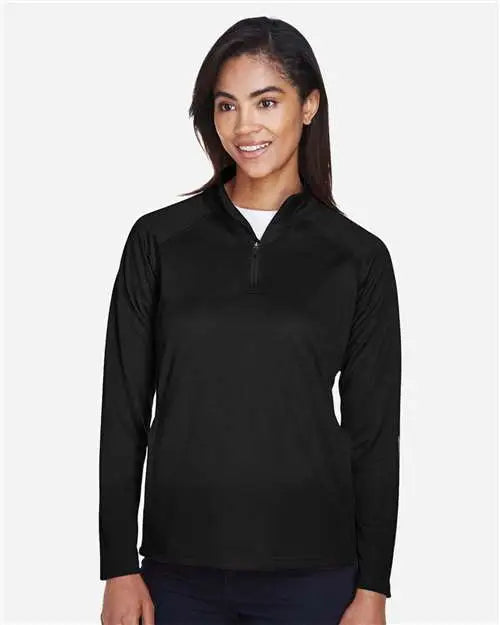 Devon & Jones Dg440w Women’s Stretch Tech-shellâ Compass Quarter-zip Pullover - Black
