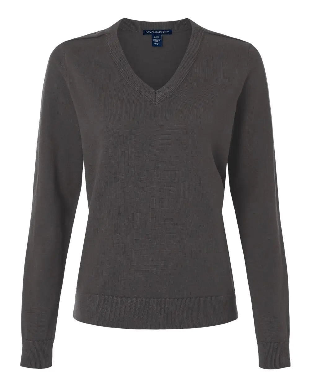 Devon & Jones Dg445w Women’s New Classic V-neck Sweater - Graphite