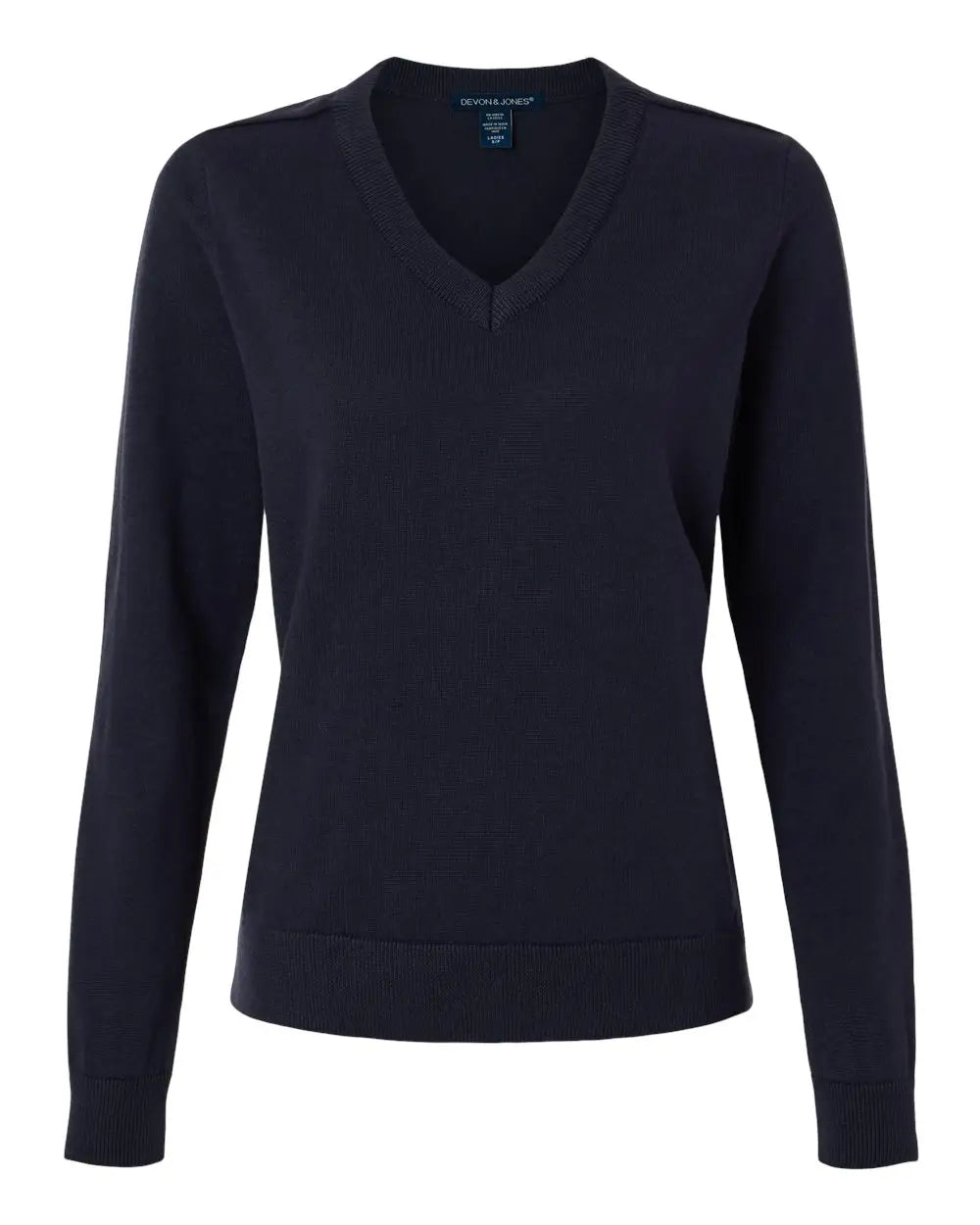 Devon & Jones Dg445w Women’s New Classic V-neck Sweater - Navy