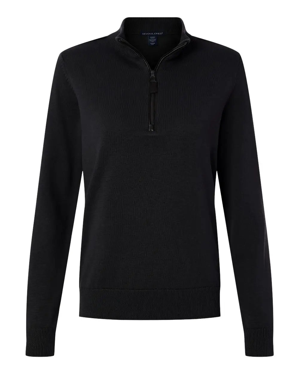 Devon & Jones Dg446w Women's New Classic Quarter-zip Sweater - Black - Ladies Xs