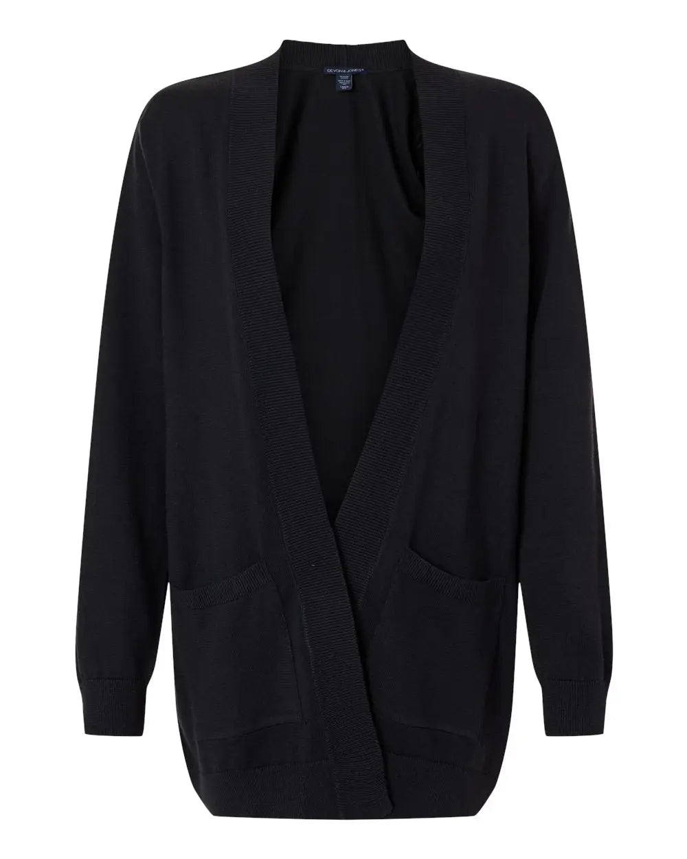 Devon & Jones Dg447w Women's New Classic Open Cardigan Sweater - Black - Xs