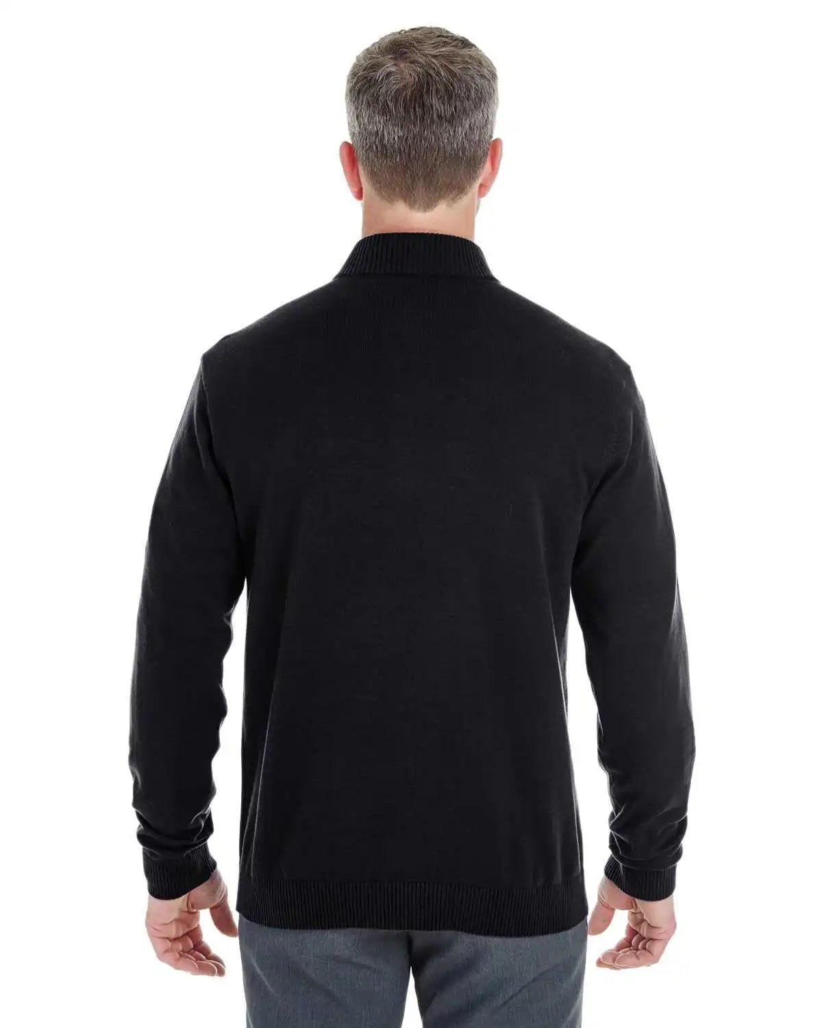 Devon &amp; Jones Dg478 Men’s Manchester Fully-fashioned Quarter-zip Sweater - Black Graphite