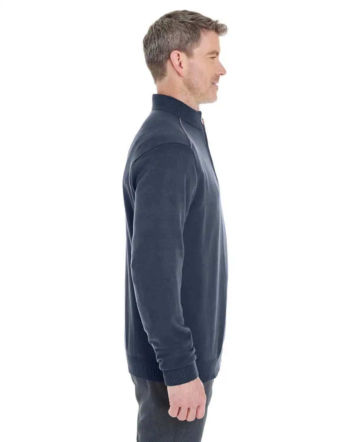 Devon & Jones Dg478 Men’s Manchester Fully-fashioned Quarter-zip Sweater - Navy Graphite