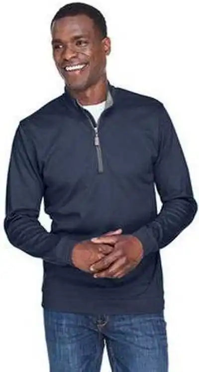 Devon & Jones Dg479 Men’s Drytec20 Performance Quarter-zip - Navy Gray Heather Grayrap