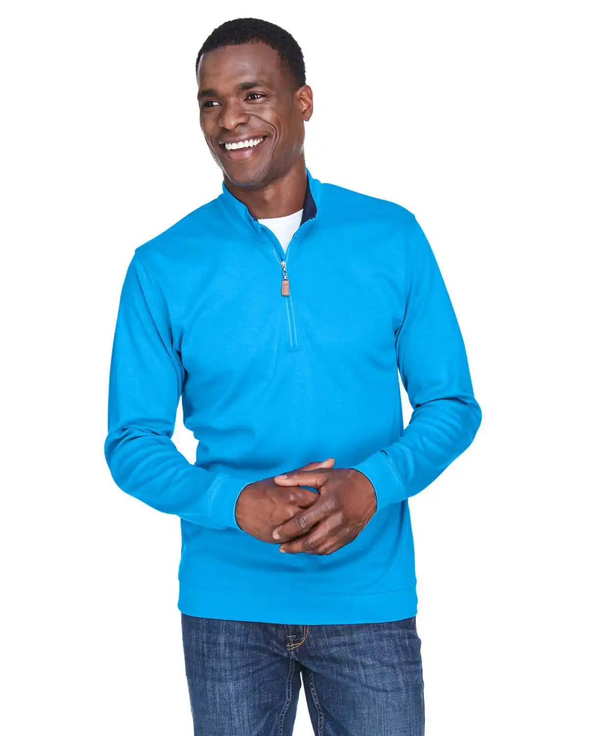 Devon &amp; Jones Dg479 Men’s Drytec20 Performance Quarter-zip - Ocean Blue Navy