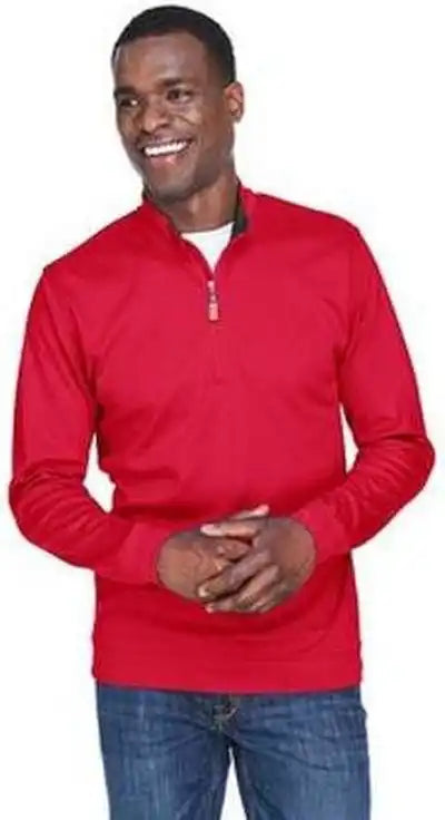 Devon &amp; Jones Dg479 Men’s Drytec20 Performance Quarter Zip Redark Navy Red