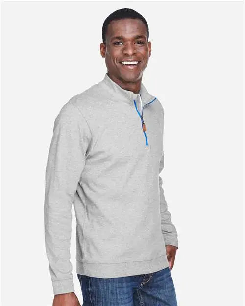 Devon & Jones Dg479 Men’s Drytec20â„¢ Performance Quarter-zip Pullover - Grey Heather h French Blue