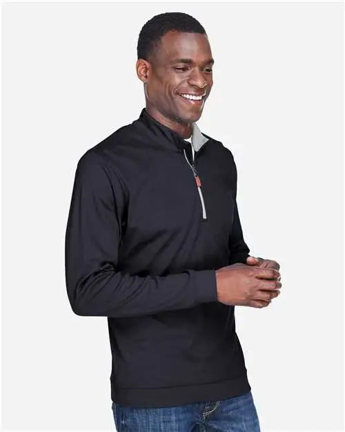 Devon & Jones Dg479 Men’s Drytec20â„¢ Performance Quarter-zip Pullover - Black Grey Heather Graphite
