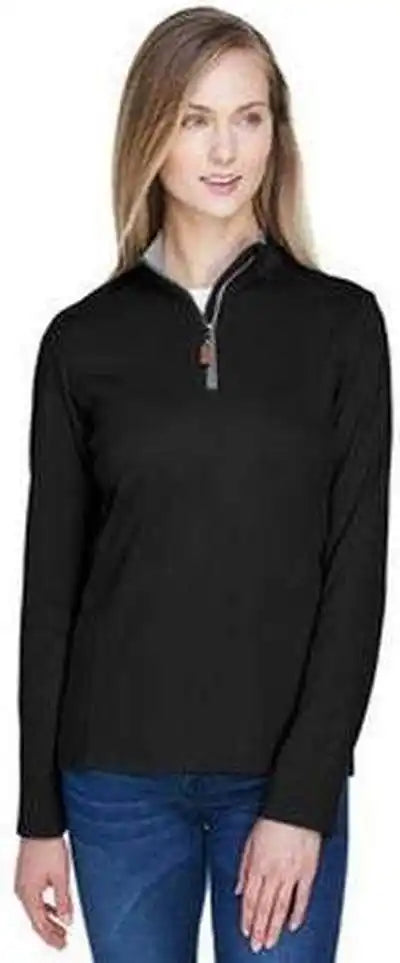 Devon & Jones Dg479w Ladies’ Drytec20 Performance Quarter-zip - Black Gray Heather Grayraphiteh