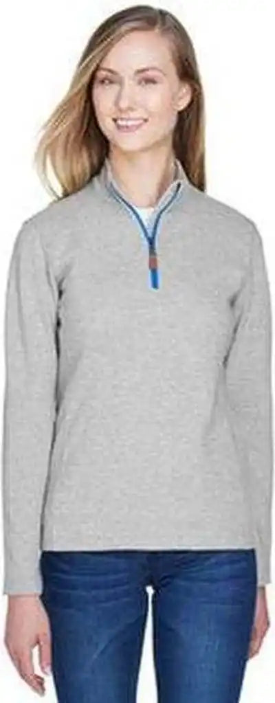 Devon &amp; Jones Dg479w Ladies’ Drytec20 Performance Quarter-zip - g Heather Gray f Bl