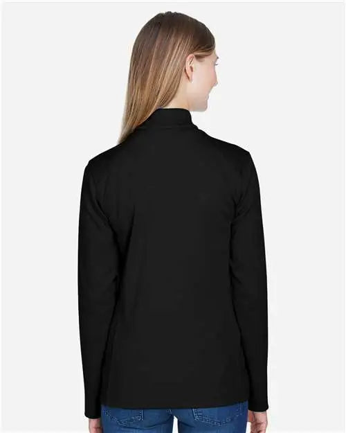 Devon & Jones Dg479w Women’s Drytec20â„¢ Performance Quarter-zip Pullover - Black Grey Heather Graphite
