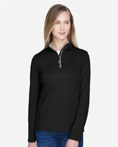 Devon & Jones Dg479w Women’s Drytec20â„¢ Performance Quarter-zip Pullover - Black Grey Heather Graphite