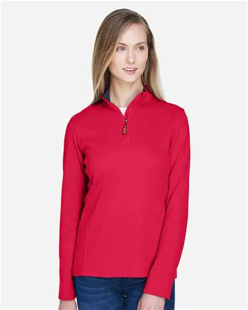 Devon & Jones Dg479w Women’s Drytec20â„¢ Performance Quarter-zip Pullover - Red Navy