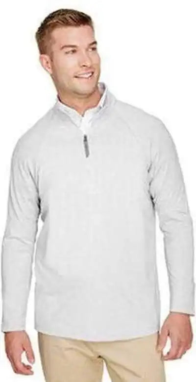 Devon &amp; Jones Dg480 Crownlux Performance Men’s Clubhouse Micro-stripe Quarter-zip - Silver