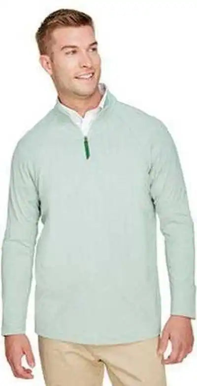 Devon & Jones Dg480 Crownlux Performance Men’s Clubhouse Micro Stripe Quarter Zip Kelly Green