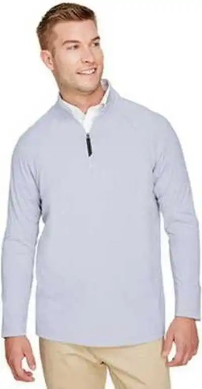 Devon & Jones Dg480 Crownlux Performance Men’s Clubhouse Micro-stripe Quarter-zip - Navy