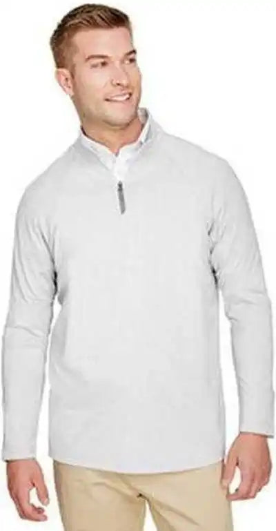 Devon &amp; Jones Dg480 Crownlux Performance Men’s Clubhouse Micro-stripe Quarter-zip - Silver