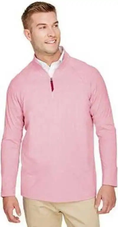 Devon &amp; Jones Dg480 Crownlux Performance Men’s Clubhouse Micro-stripe Quarter-zip - Red