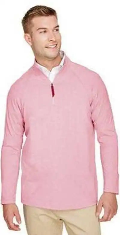 Devon &amp; Jones Dg480 Crownlux Performance Men’s Clubhouse Micro-stripe Quarter-zip - Red