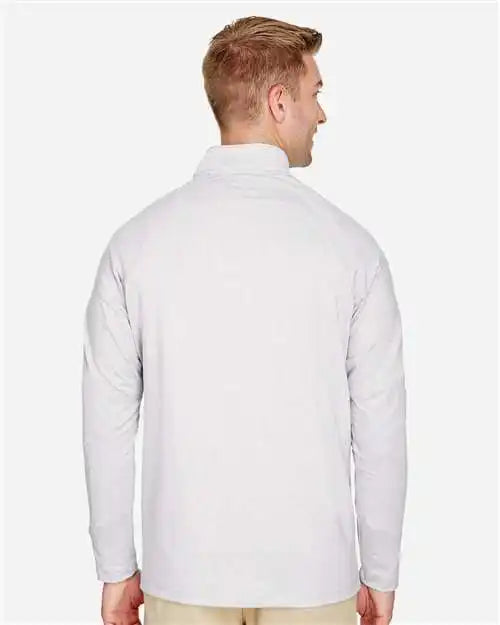 Devon &amp; Jones Dg480 Men’s Crownlux Performance® Clubhouse Micro-stripe Quarter-zip Pullover - Silver