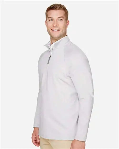 Devon &amp; Jones Dg480 Men’s Crownlux Performance® Clubhouse Micro-stripe Quarter-zip Pullover - Silver