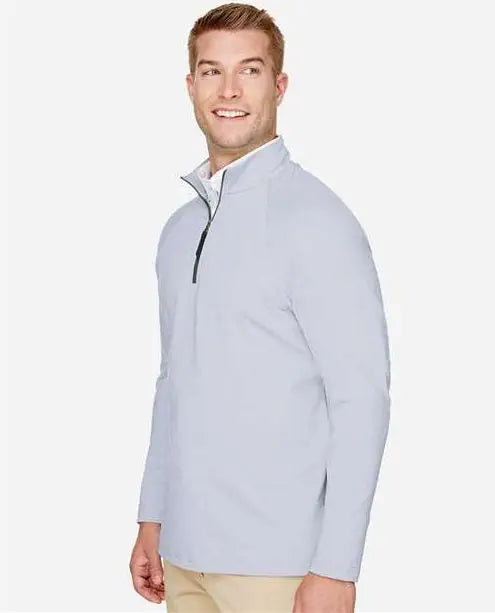 Devon & Jones Dg480 Men’s Crownlux Performanceâ Clubhouse Micro-stripe Quarter-zip Pullover - Navy