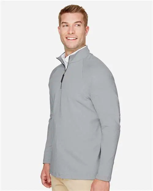 Devon & Jones Dg480 Men’s Crownlux Performanceâ Clubhouse Micro-stripe Quarter-zip Pullover - Black