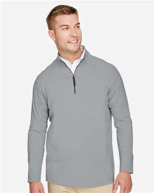 Devon & Jones Dg480 Men’s Crownlux Performanceâ Clubhouse Micro-stripe Quarter-zip Pullover - Black