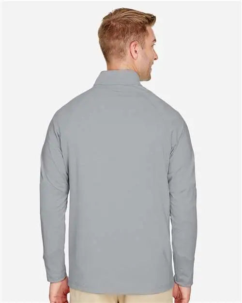 Devon & Jones Dg480 Men’s Crownlux Performanceâ Clubhouse Micro-stripe Quarter-zip Pullover - Black