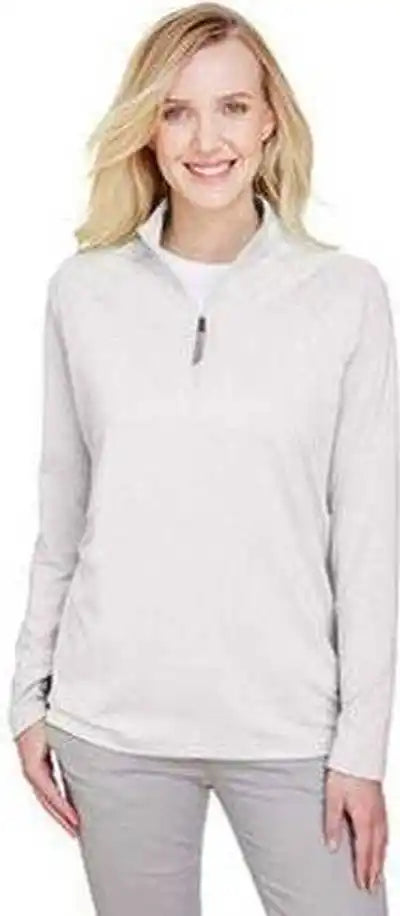 Devon & Jones Dg480w Crownlux Performance Ladies’ Clubhouse Micro-stripe Quarter-zip - Silver