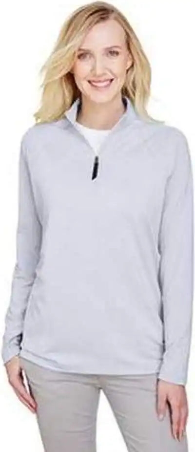 Devon & Jones Dg480w Crownlux Performance Ladies’ Clubhouse Micro-stripe Quarter-zip - Navy