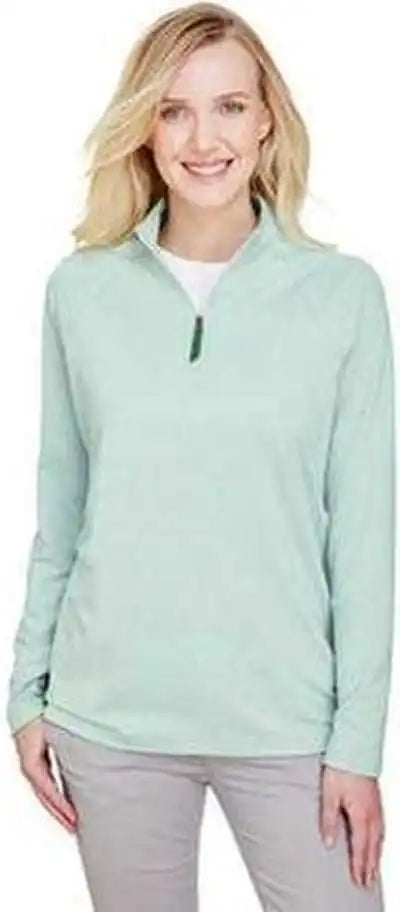Devon &amp; Jones Dg480w Crownlux Performance Ladies’ Clubhouse Micro-stripe Quarter-zip - Kelly Green