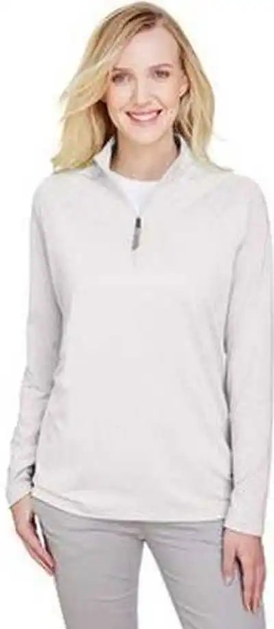 Devon & Jones Dg480w Crownlux Performance Ladies’ Clubhouse Micro-stripe Quarter-zip - Silver