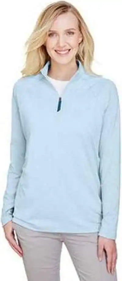 Devon & Jones Dg480w Crownlux Performance Ladies’ Clubhouse Micro Stripe Quarter Zip Ocean Blue