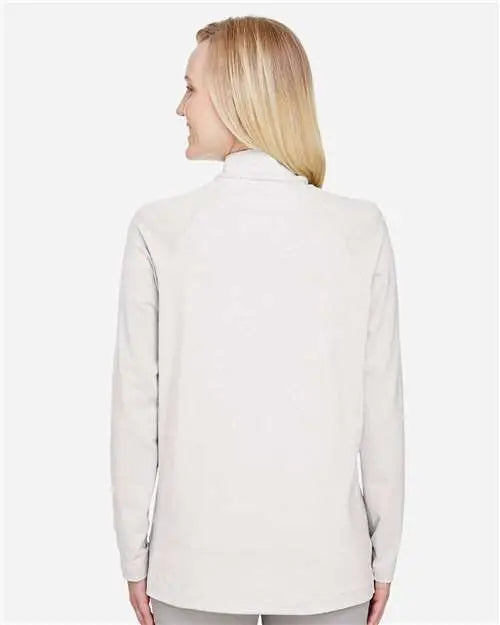 Devon & Jones Dg480w Women’s Crownlux Performanceâ Clubhouse Micro-stripe Quarter-zip Pullover - Silver