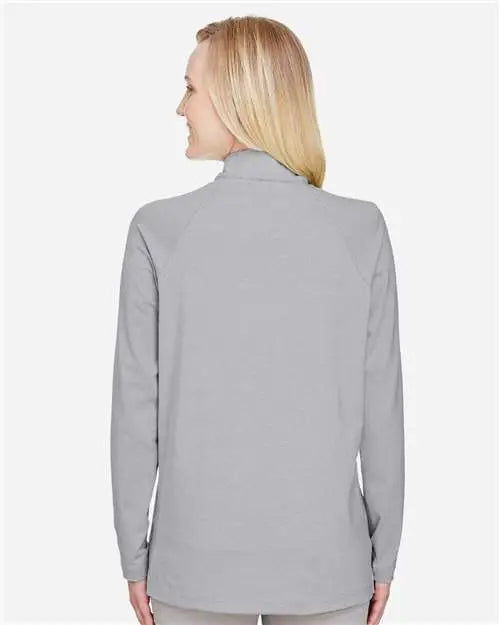Devon & Jones Dg480w Women’s Crownlux Performanceâ Clubhouse Micro-stripe Quarter-zip Pullover - Black