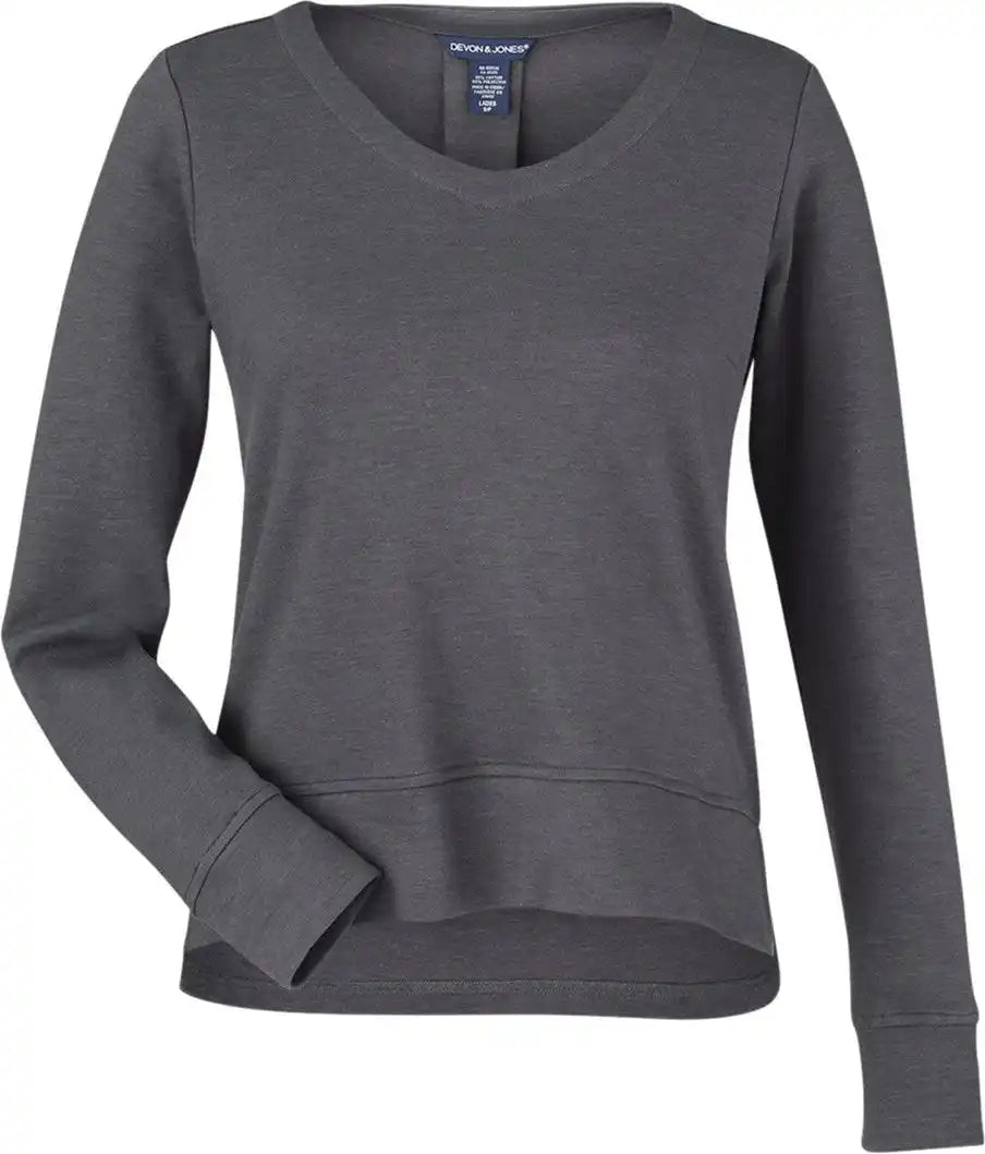 Devon & Jones Dg482w Women’s New Classics® Charleston Pullover - Black Melange - Xs