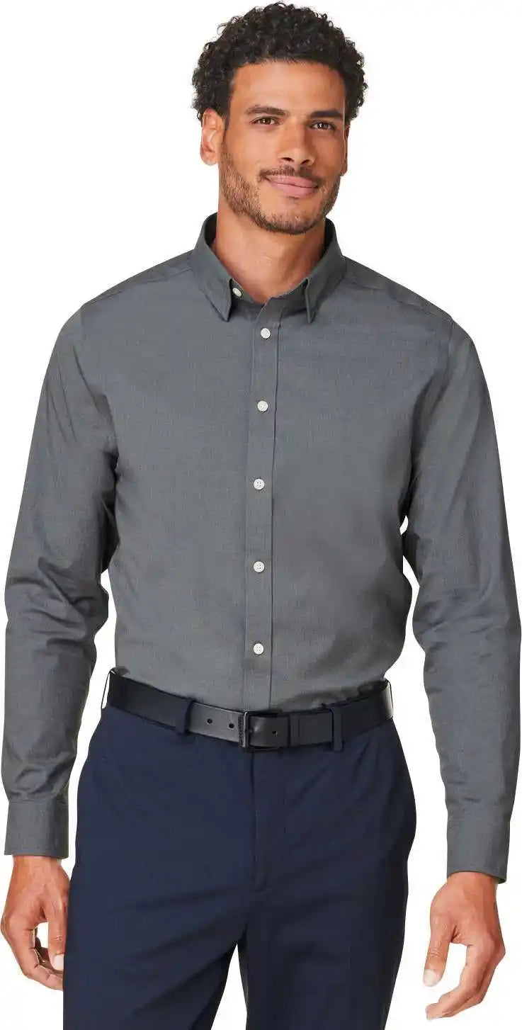 Devon & Jones Dg505 Crownlux Performance Men’s Spencer Poplin Shirt - Graphite Melange